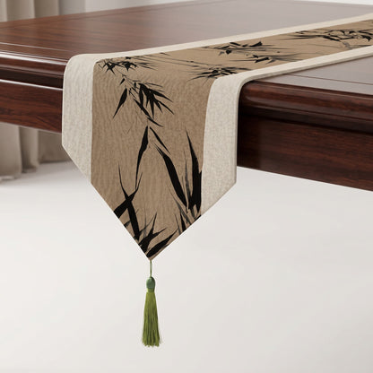 Chemin de table en bambou à l'encre brune Ownkoti - image 2