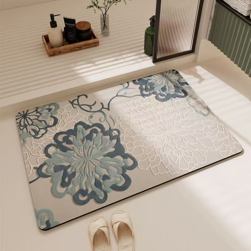 Tapis de bain Ownkoti à motif floral en relief, doux et antidérapant - 23" × 35" - image 0