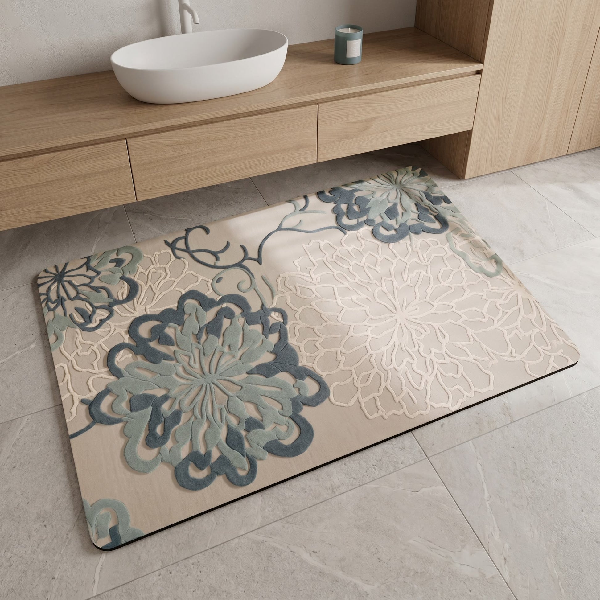 Tapis de bain Ownkoti à motif floral en relief, doux et antidérapant - image 2