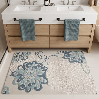 Tapis de bain Ownkoti à motif floral en relief, doux et antidérapant - image 1
