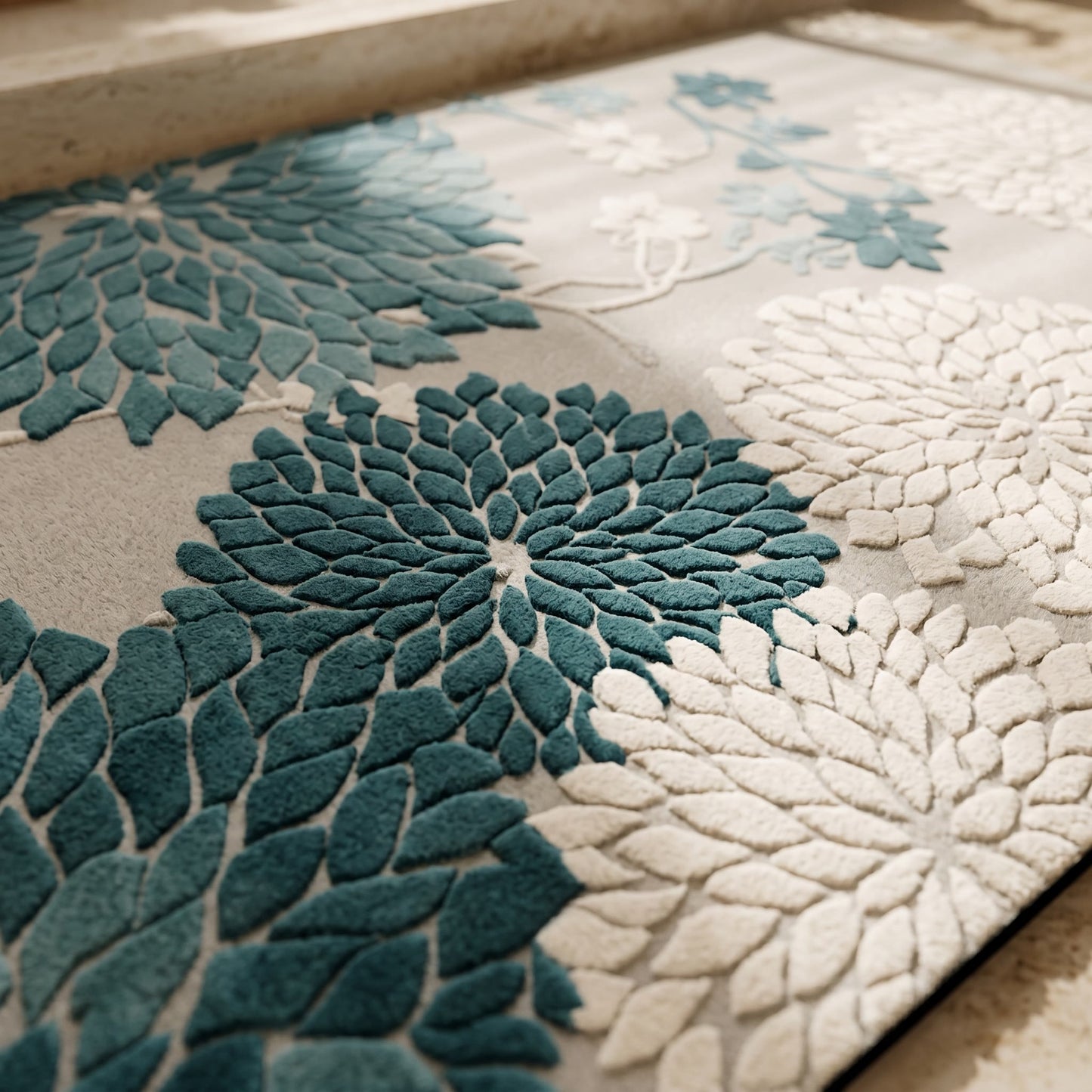 Tapis de bain antidérapant Ownkoti bleu vintage à motif floral - image 4