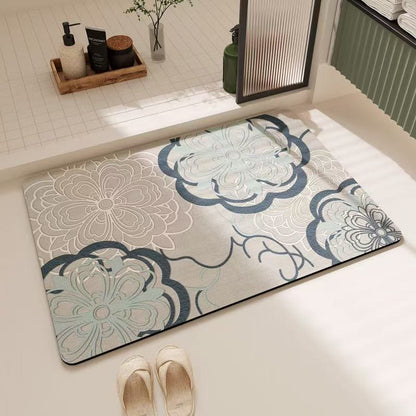 Tapis de bain Ownkoti bleu clair à motif floral filigrané - 23" × 35" - image 0