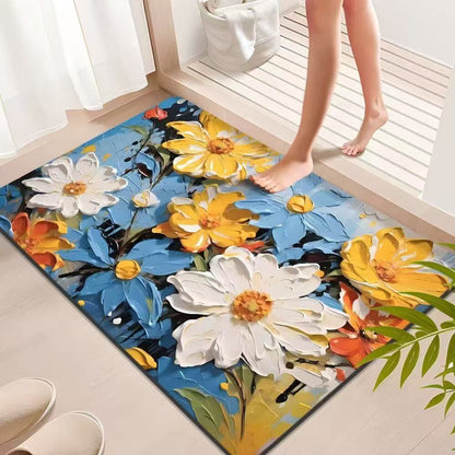 Tapis de salle de bain Ownkoti à motif floral impressionniste vibrant - 31" × 47" - image 0