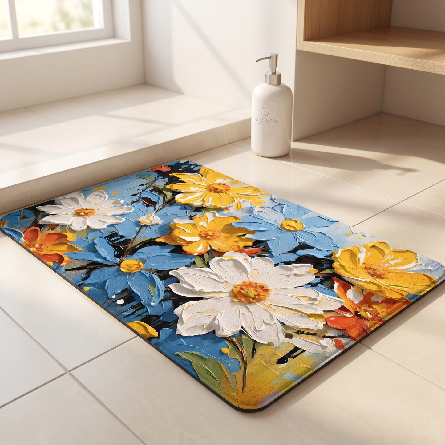 Tapis de salle de bain Ownkoti à motif floral impressionniste vibrant - image 2