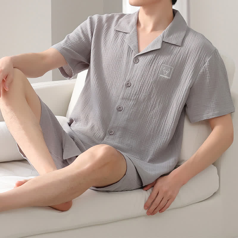 Ensemble de vêtements d'intérieur unisexes en gaze de coton Ownkoti - Gris clair - 4XL - image 9