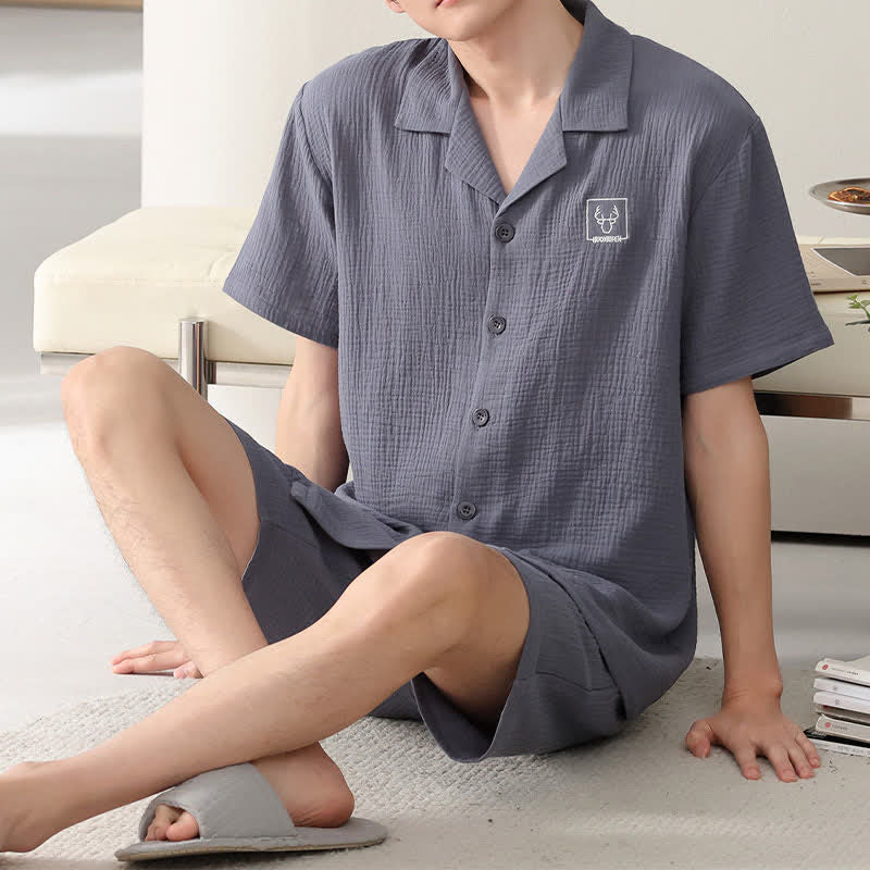 Ensemble de vêtements d'intérieur unisexes en gaze de coton Ownkoti - Gris foncé - 4XL - image 11