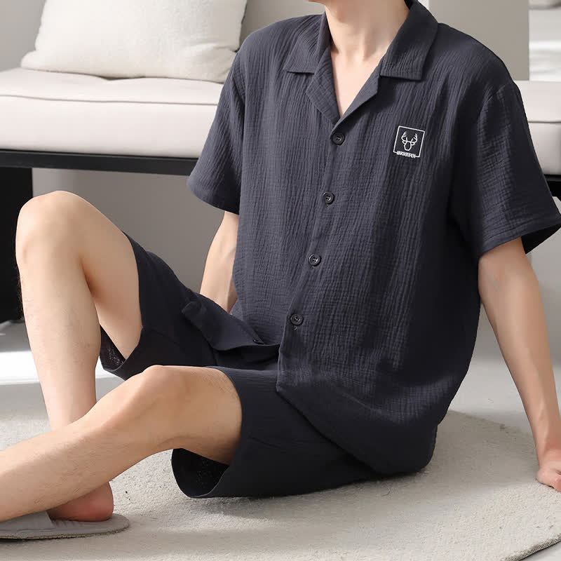 Ensemble de vêtements d'intérieur unisexes en gaze de coton Ownkoti - Noir - 4XL - image 12