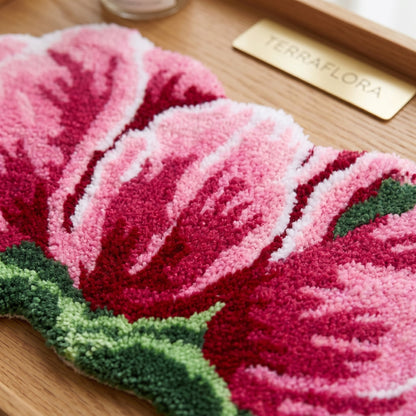 Tapis de bain en peluche Ownkoti rose et rouge en forme de tulipe - image 5