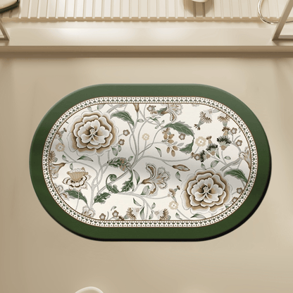 Tapis de salle de bain ovale vintage à motif botanique et floral Ownkoti - 23" × 35" - image 0