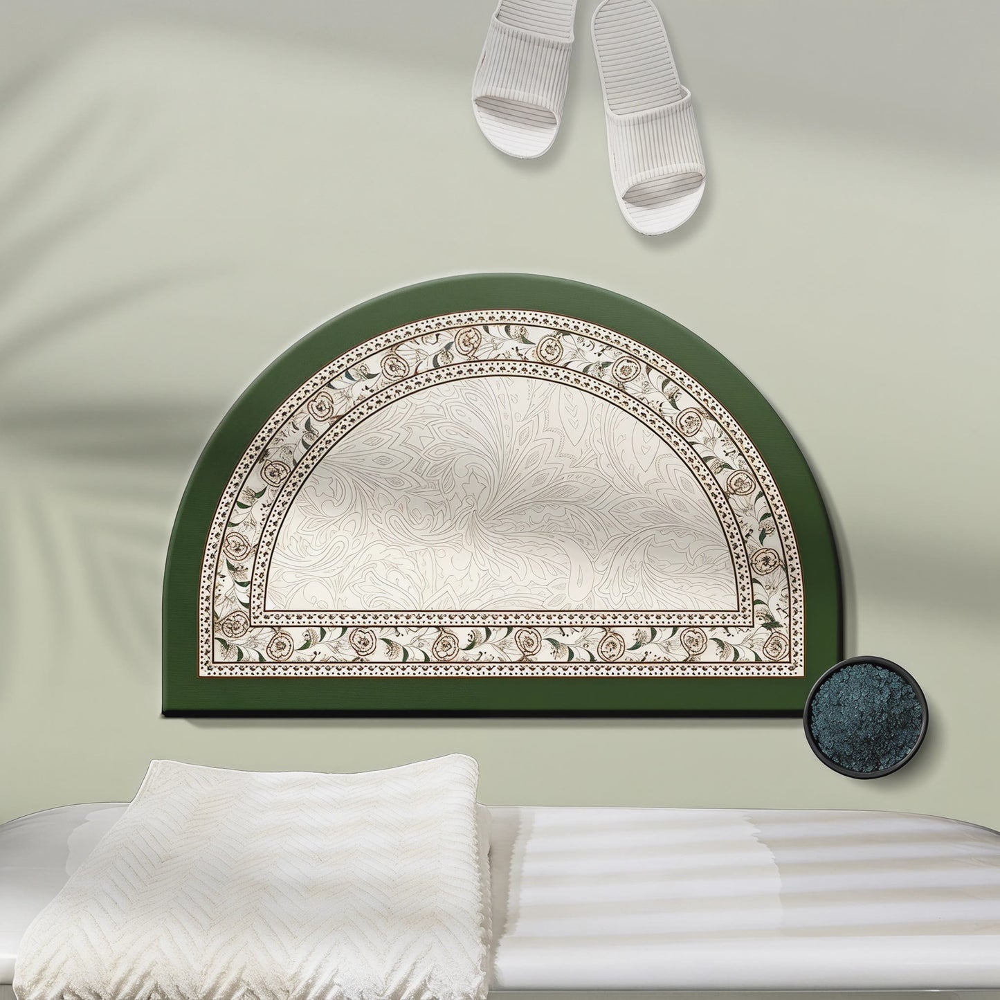 Tapis de salle de bain Ownkoti demi-lune à bordure florale vintage - 23" × 35" - image 0