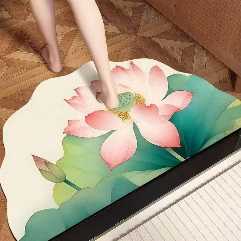 Tapis de bain à motif floral de lotus oriental Ownkoti - 31" × 39" - image 0