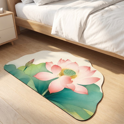 Tapis de bain à motif floral de lotus oriental Ownkoti - image 2
