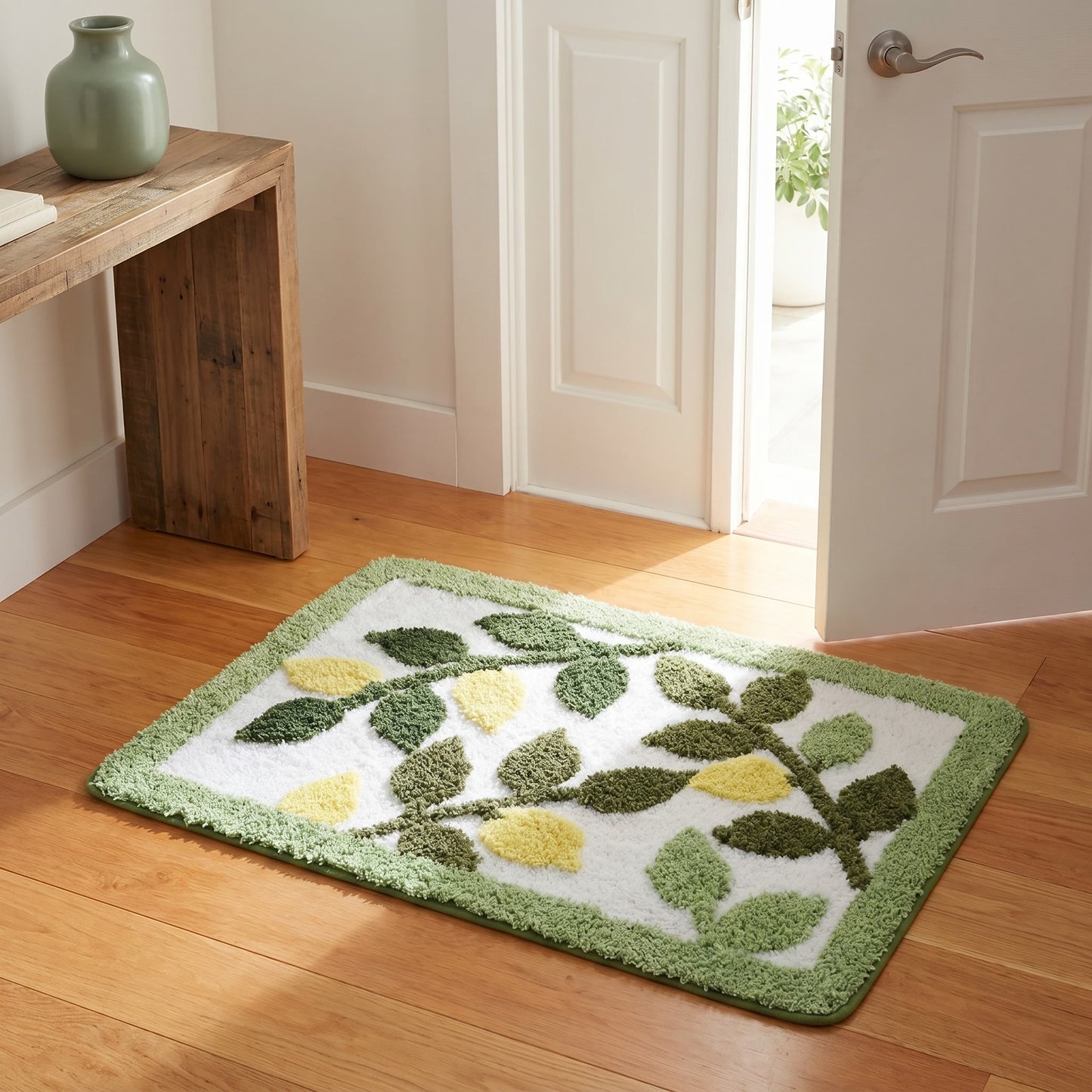 Tapis de bain Ownkoti à motifs de feuilles multicolores - image 2