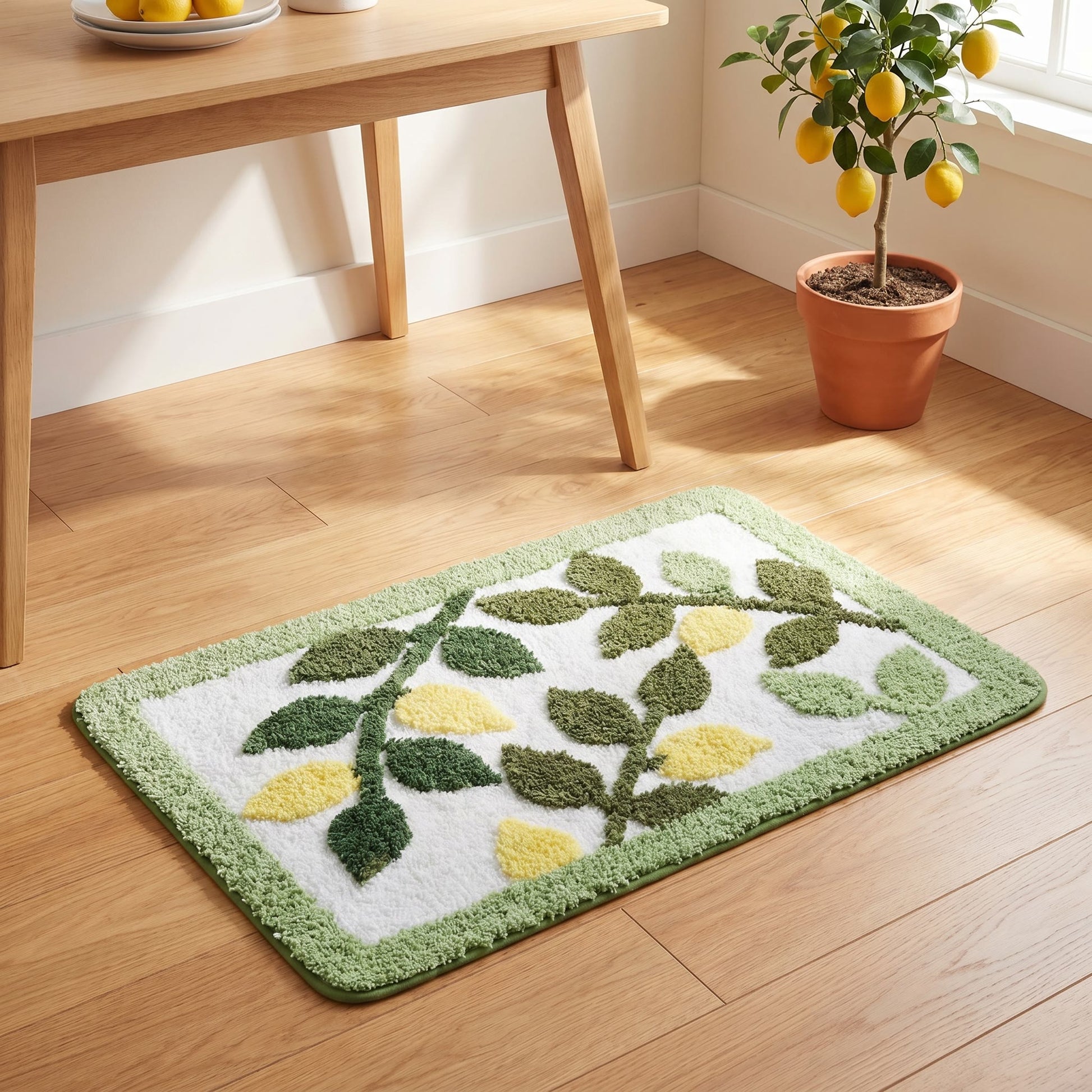 Tapis de bain Ownkoti à motifs de feuilles multicolores - image 1