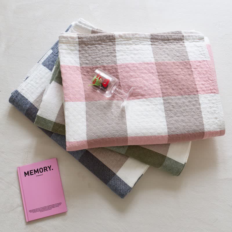 Couette en gaze de coton à carreaux multicolores Ownkoti - image 3