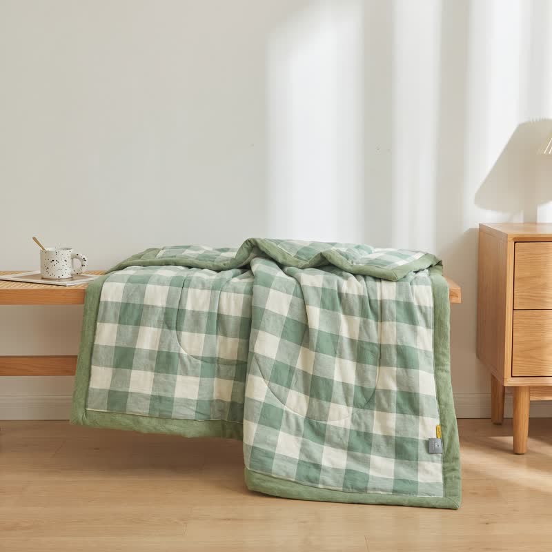 Couette en gaze de coton à carreaux vichy neutres Ownkoti - image 3