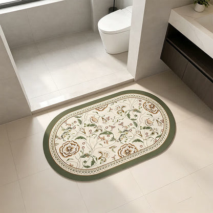 Tapis de salle de bain ovale vintage à motif botanique et floral Ownkoti - image 2