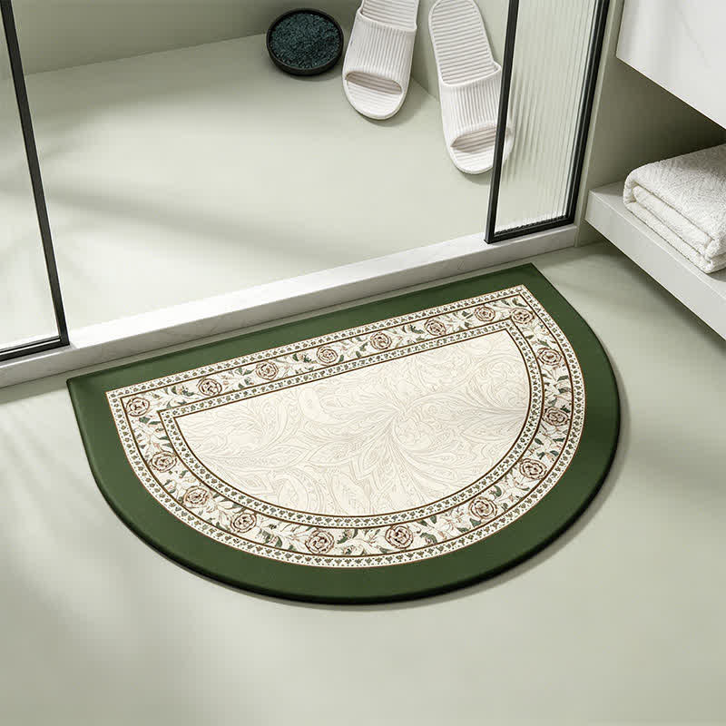 Tapis de salle de bain Ownkoti demi-lune à bordure florale vintage - image 1