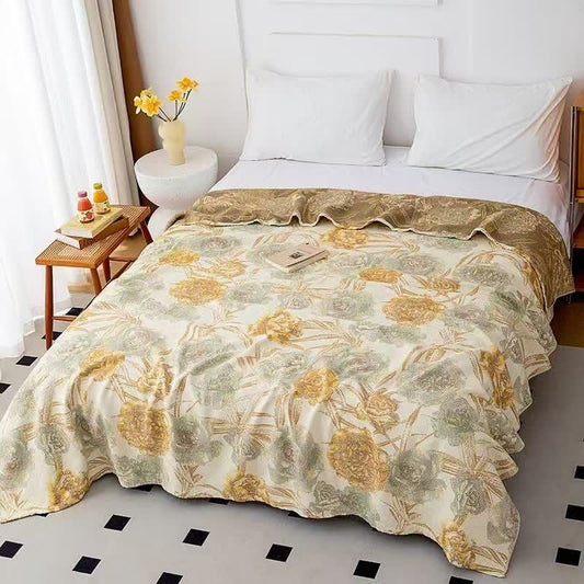 Couette en gaze de coton à motifs botaniques rétro Ownkoti - Reine - image 0