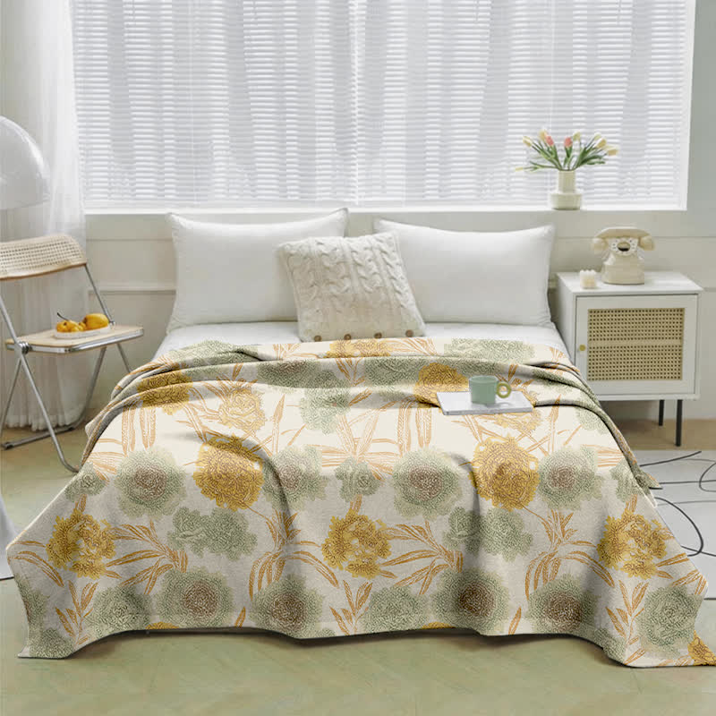 Couette en gaze de coton à motifs botaniques rétro Ownkoti - image 1
