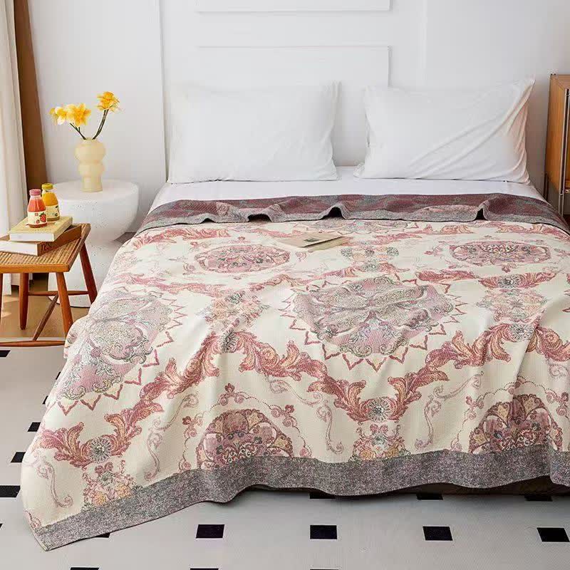 Couette en gaze de coton à motifs floraux ornés vintage Ownkoti - Reine - image 0