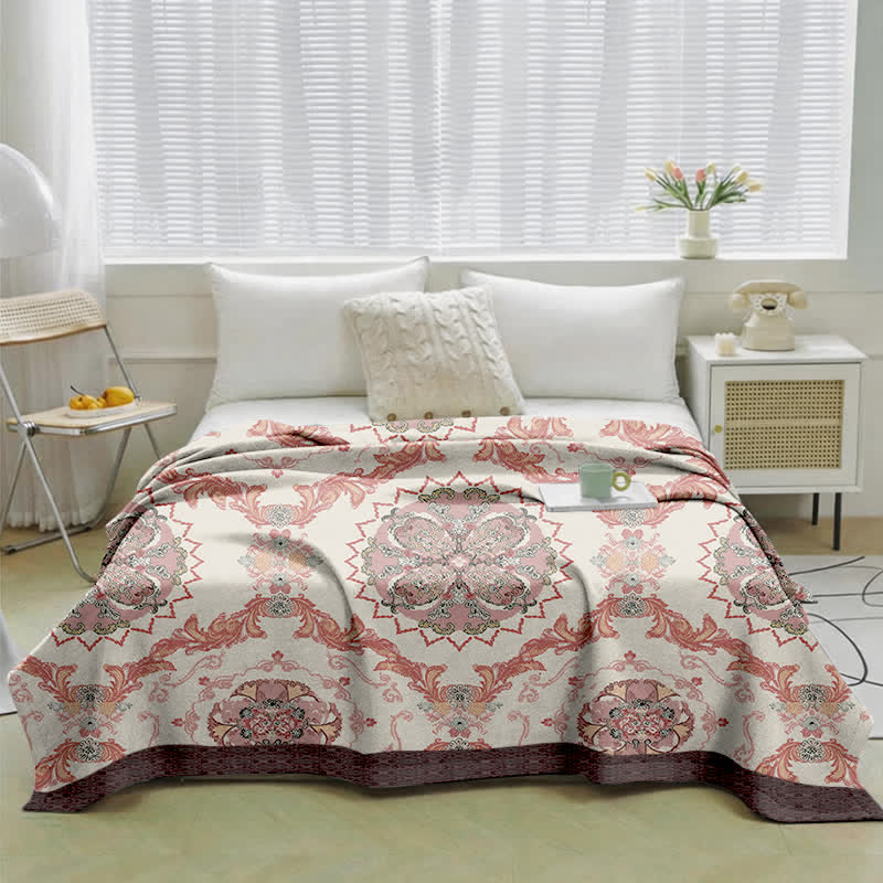 Couette en gaze de coton à motifs floraux ornés vintage Ownkoti - image 1