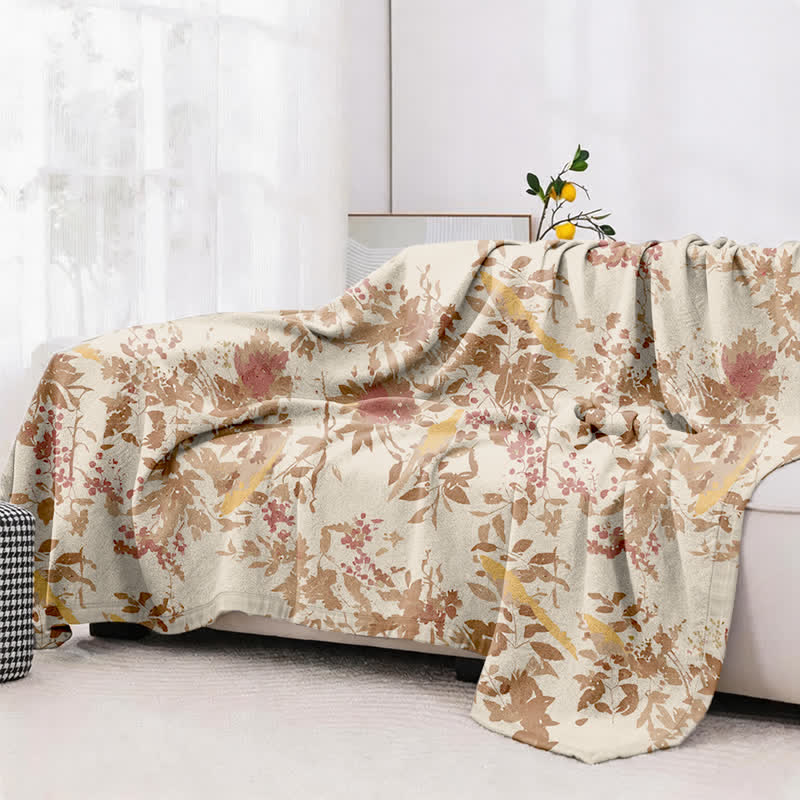 Couette en gaze de coton à motif botanique floral, oiseaux et feuilles d'Ownkoti - image 4