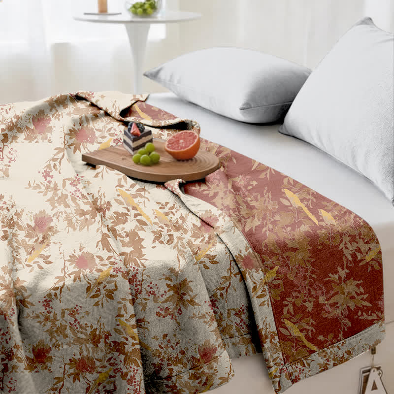 Couette en gaze de coton à motif botanique floral, oiseaux et feuilles d'Ownkoti - image 5