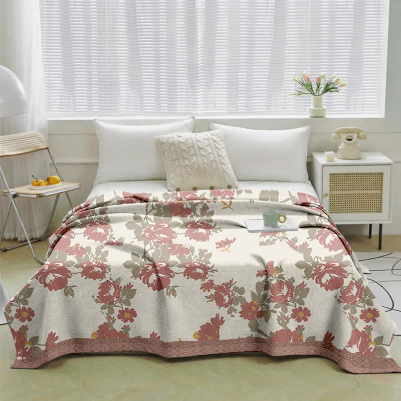 Couette en gaze de coton à motif floral rose vintage Ownkoti - image 1