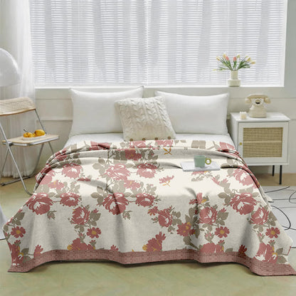 Couette en gaze de coton à motif floral rose vintage Ownkoti - image 1