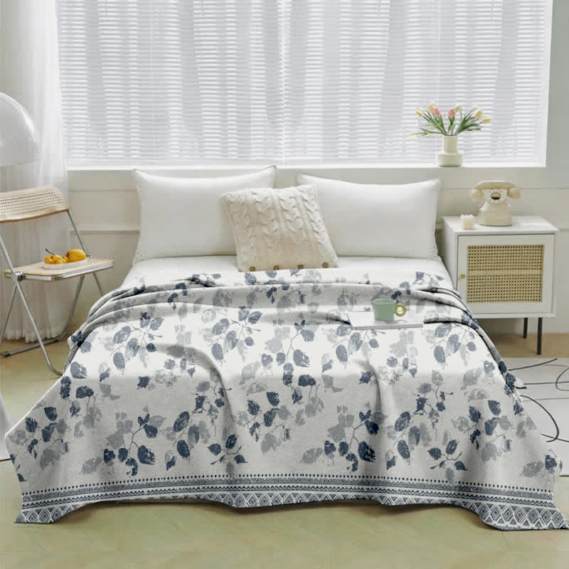Couette en gaze de coton à imprimé feuilles bohème Ownkoti - image 1