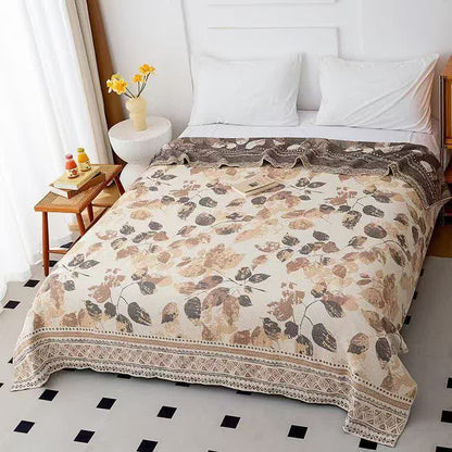 Couette en gaze de coton à motif de feuilles d'automne, style bohème Ownkoti - Reine - image 0