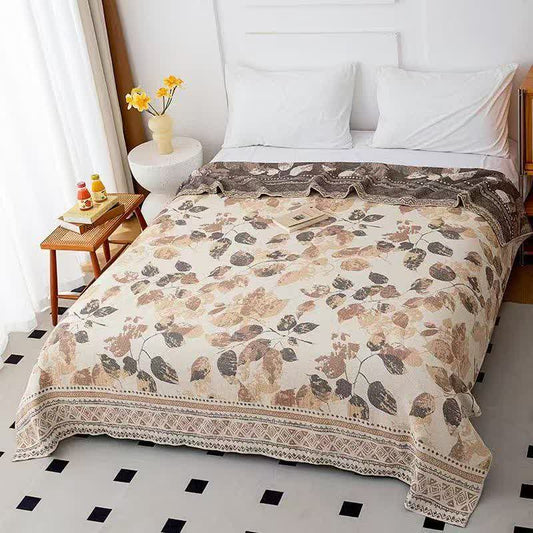 Couette en gaze de coton à motif de feuilles d'automne, style bohème Ownkoti - Reine - image 0