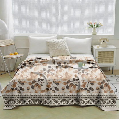 Couette en gaze de coton à motif de feuilles d'automne, style bohème Ownkoti - image 1