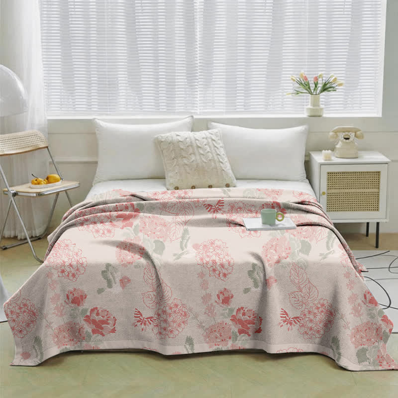 Couette jacquard Ownkoti Beanpaste rose hortensia - image 1
