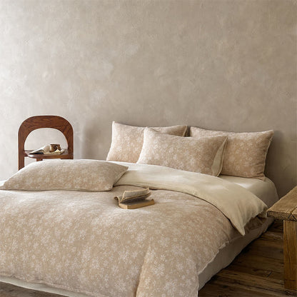 Parure de lit Ownkoti Camel en coton jacquard à motif floral délicat - image 1