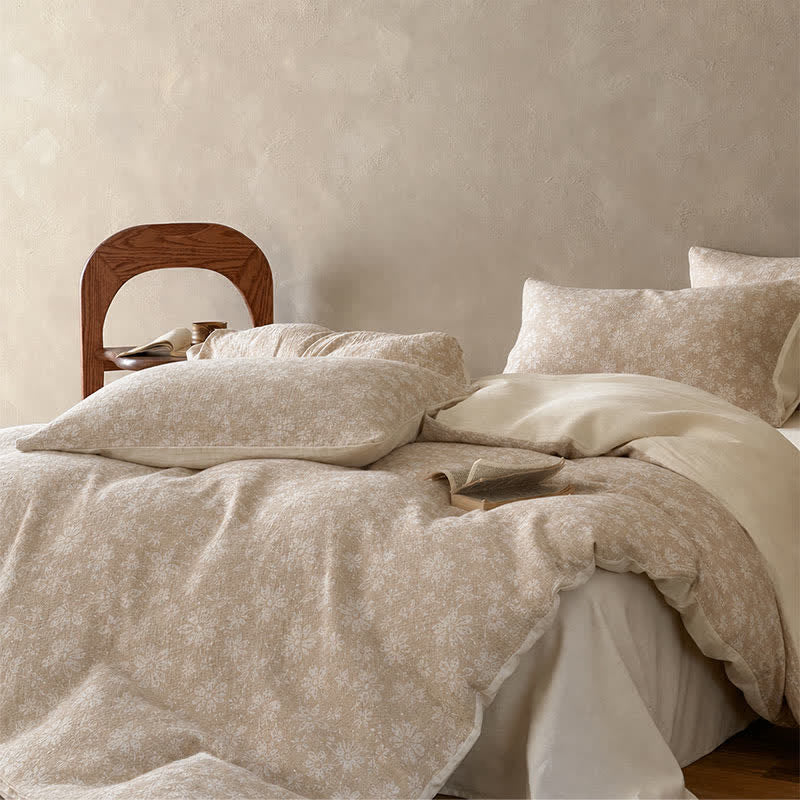 Parure de lit Ownkoti Camel en coton jacquard à motif floral délicat - image 2