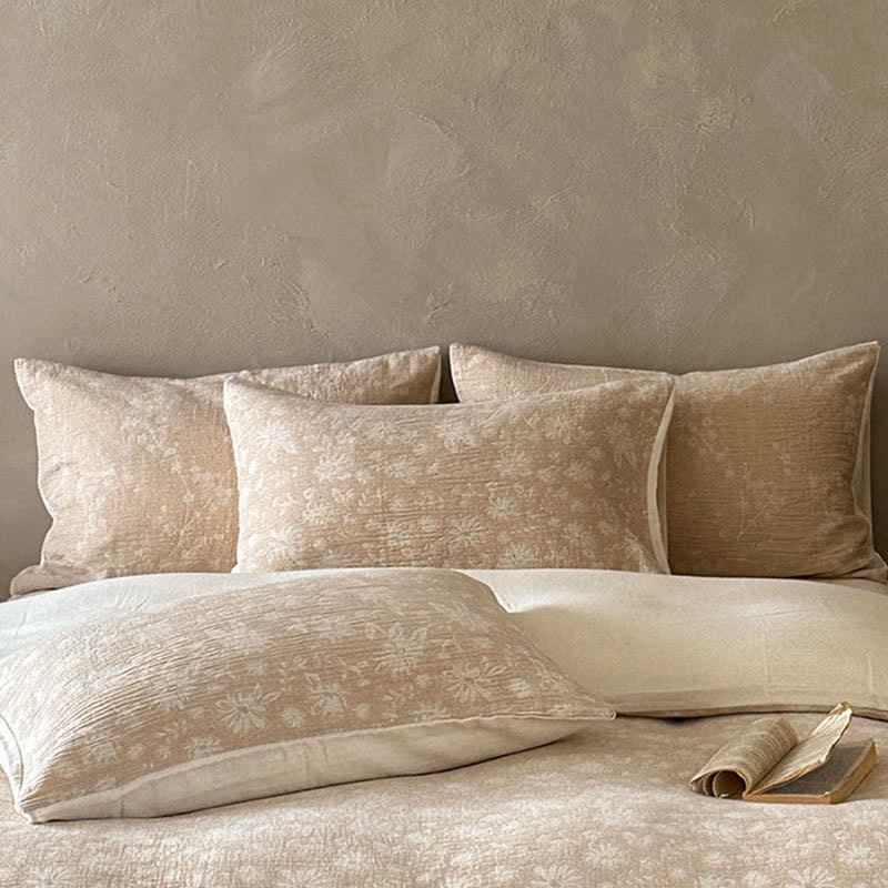 Parure de lit Ownkoti Camel en coton jacquard à motif floral délicat - image 3