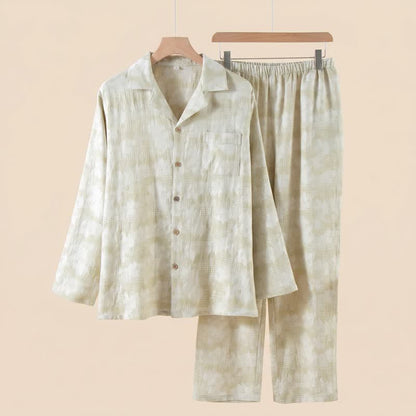 Ensemble de vêtements d'intérieur Ownkoti à boutons floraux légers et vichy subtils - Vert - 2XL - image 1