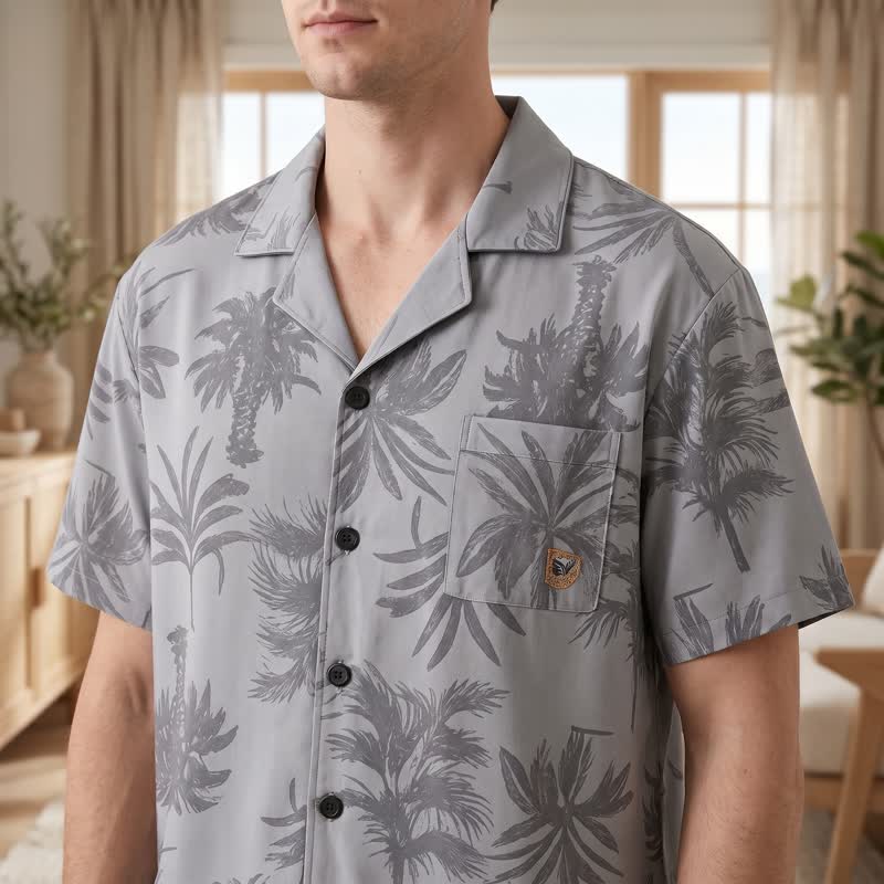 Ensemble de détente en coton Ownkoti avec boutons en palmier tropical - image 3