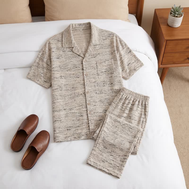 Ensemble de vêtements d'intérieur à boutons en coton chiné Ownkoti - image 1