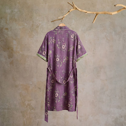 Kimono vintage en coton violet à fleurs Ownkoti - image 1