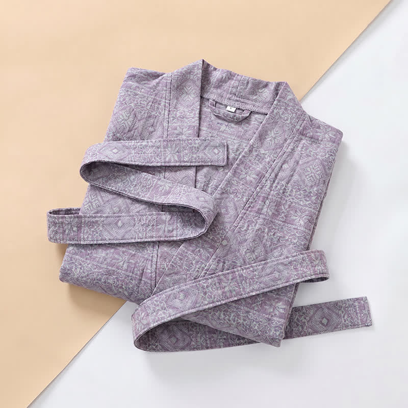 Kimono en coton à imprimé géométrique ethnique Ownkoti - image 11