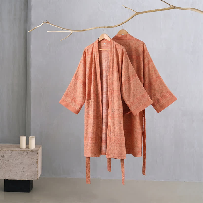 Kimono en coton à imprimé géométrique ethnique Ownkoti - image 2