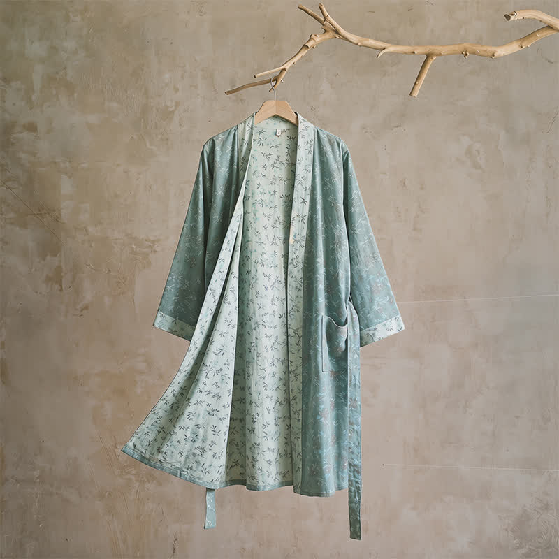 Kimono réversible en coton à motif floral Ownkoti - L - Bleu - image 9