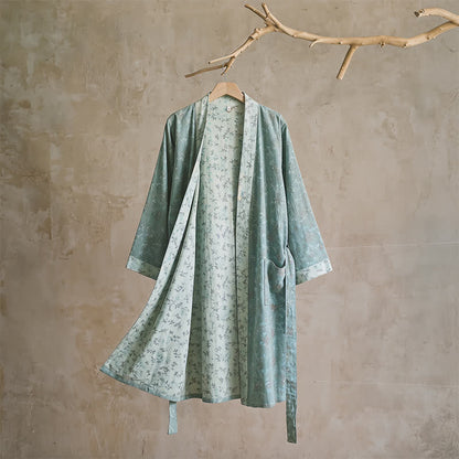 Kimono réversible en coton à motif floral Ownkoti - L - Bleu - image 9