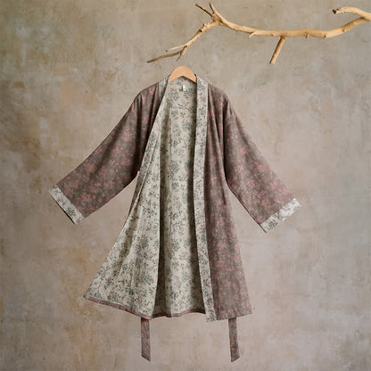 Kimono réversible en coton à motif floral Ownkoti - L - Gris - image 12