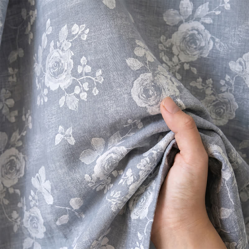 Kimono Ownkoti en coton bleu poudré imprimé roses - image 6