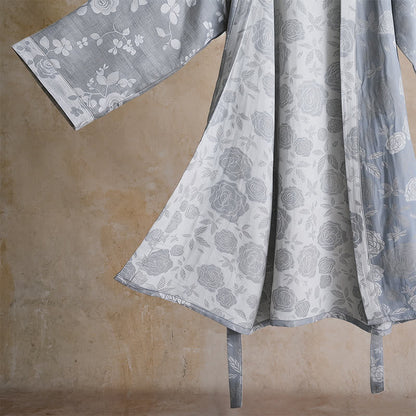 Kimono Ownkoti en coton bleu poudré imprimé roses - image 3