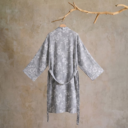Kimono Ownkoti en coton bleu poudré imprimé roses - image 1
